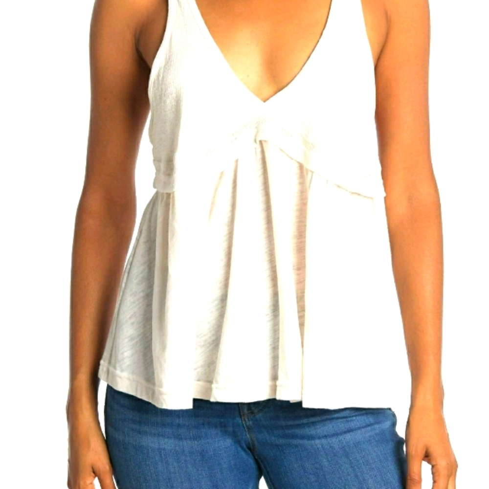 Free People Zina V-Neck Babydoll Tank Top Sz S